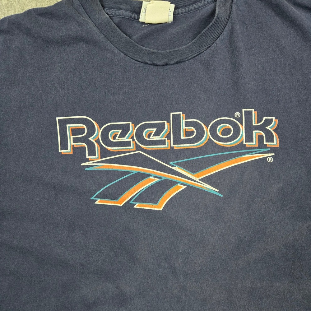 Reebok T Shirt Mens XL Blue Vintage 90s Single Stitch Graphic Vector Logo USA - Picture 2 of 12